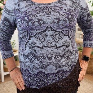 Purple Lacy Design Long Sleeve Top Size large